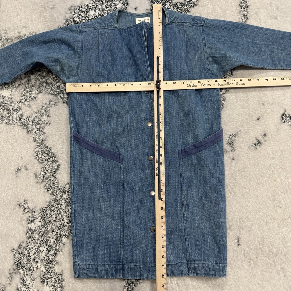 Pepaloves Denim Shirt Dress Womens XS Blue Button Front Cotton‎ Tunic Pockets - Picture 3 of 9
